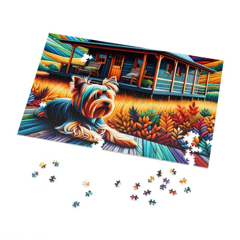 1000-Piece Yorkshire Terrier On or Off-Grid Cabin Puzzle Vibrant Mountain Escape Puzzle Adult Puzzle Game Animal Puzzle Gift - Image 2