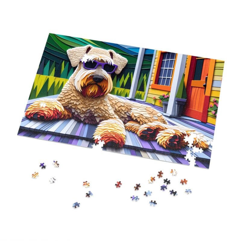 1000-Piece Soft Coated Wheaten Terrier On or Off-Grid Cabin Puzzle Vibrant Mountain Escape Puzzle Adult Puzzle Game Animal Puzzle Gift - Image 2