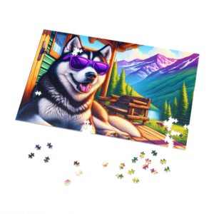 1000-Piece Siberian Husky On or Off-Grid Cabin Puzzle Vibrant Mountain Escape Puzzle Adult Puzzle Game Animal Puzzle Gift - Image 2
