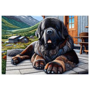 1000-Piece Newfoundland On or Off-Grid Cabin Puzzle Vibrant Mountain Escape Puzzle Adult Puzzle Game Animal Puzzle Gift