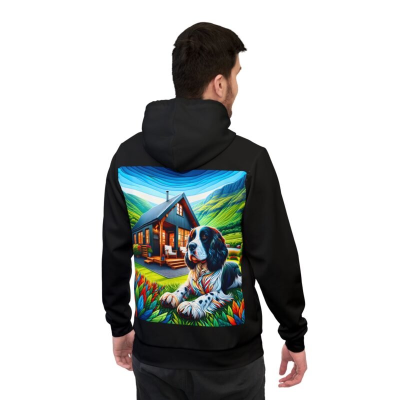 English Springer Spaniel Mosaic Hoodie - Rustic Mountain Cabin Edition - Image 4