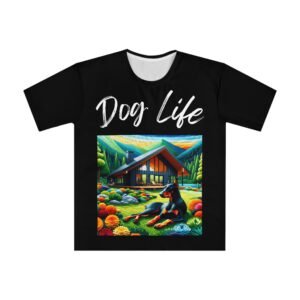 Doberman Pinscher Mosaic T-Shirt - Vibrant Mountain Cabin Edition - Image 3