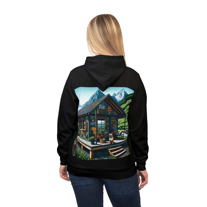 French Bulldog Mosaic Hoodie - Rustic Mountain Cabin Edition - Image 6