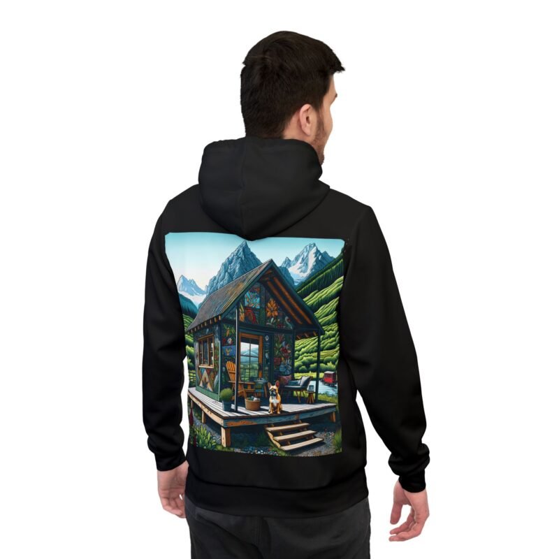 French Bulldog Mosaic Hoodie - Rustic Mountain Cabin Edition - Image 4