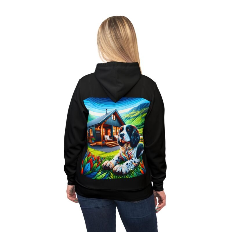 English Springer Spaniel Mosaic Hoodie - Rustic Mountain Cabin Edition - Image 6