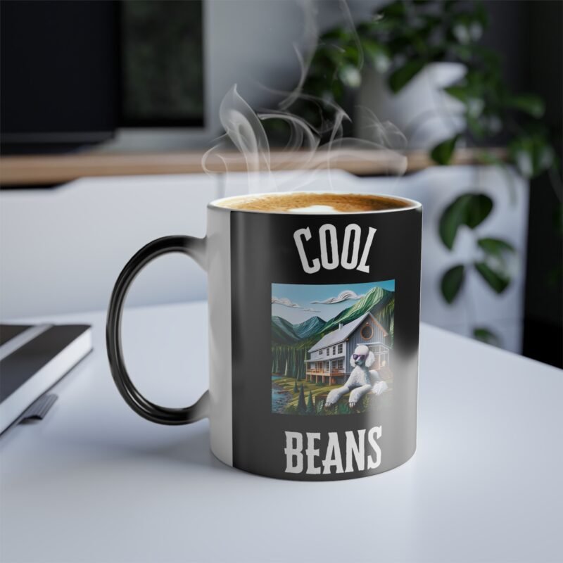 Poodle White Paper Mosaic Color Changing Mug - Bucolic Mountain Retreat Edition - Image 3