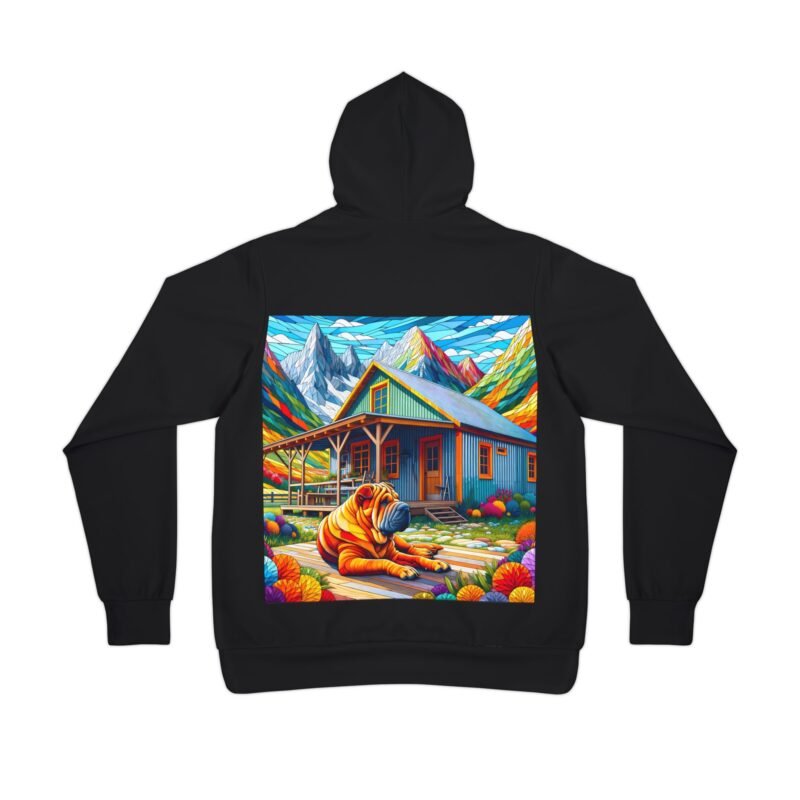 Chinese Shar-Pei Mosaic Hoodie - Rustic Mountain Cabin Edition - Image 2
