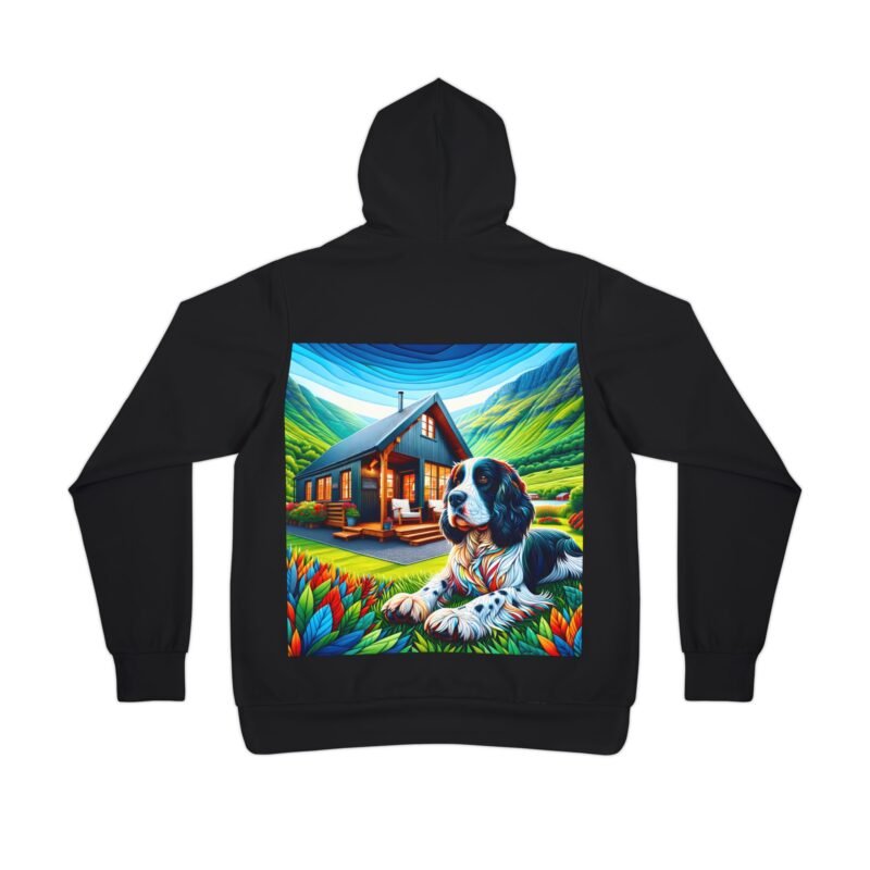 English Springer Spaniel Mosaic Hoodie - Rustic Mountain Cabin Edition - Image 2