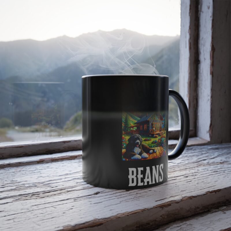 Portuguese Water Dog Paper Mosaic Color Changing Mug - Rural Mountain Retreat Edition - Image 5