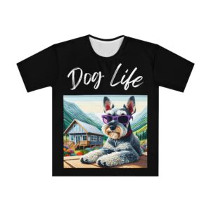 Miniature Schnauzer Mosaic T-Shirt - Rustic Mountain Retreat Edition - Image 3
