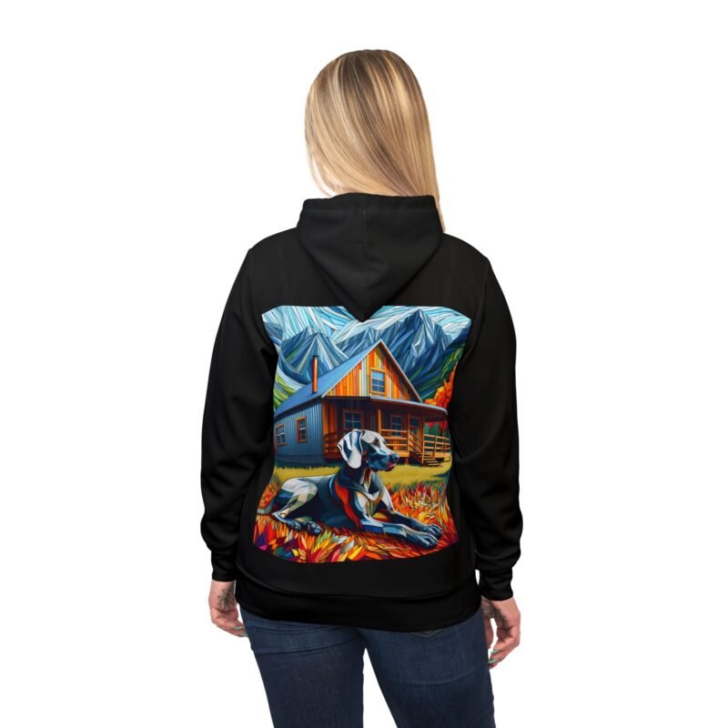 Weimaraner Mosaic Hoodie - Vibrant Mountain Cabin Edition - Image 6