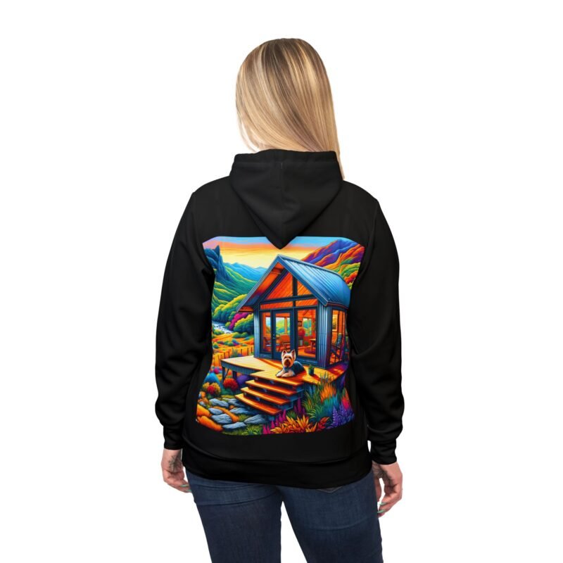 Yorkshire Terrier Mountain Retreat Hoodie - Vibrant Cabin Edition - Image 6