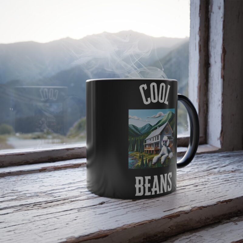 Poodle White Paper Mosaic Color Changing Mug - Bucolic Mountain Retreat Edition - Image 4