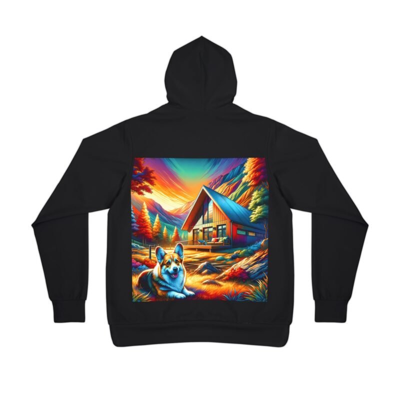 Pembroke Welsh Corgi Retreat Hoodie - Vibrant Mountain Scene Edition - Image 2