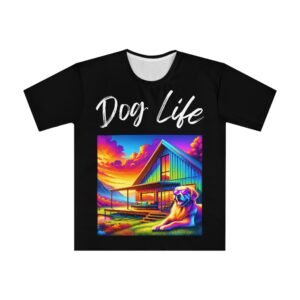 Golden Retriever Chill T-Shirt - Purple Sunglasses Mountain Edition - Image 3