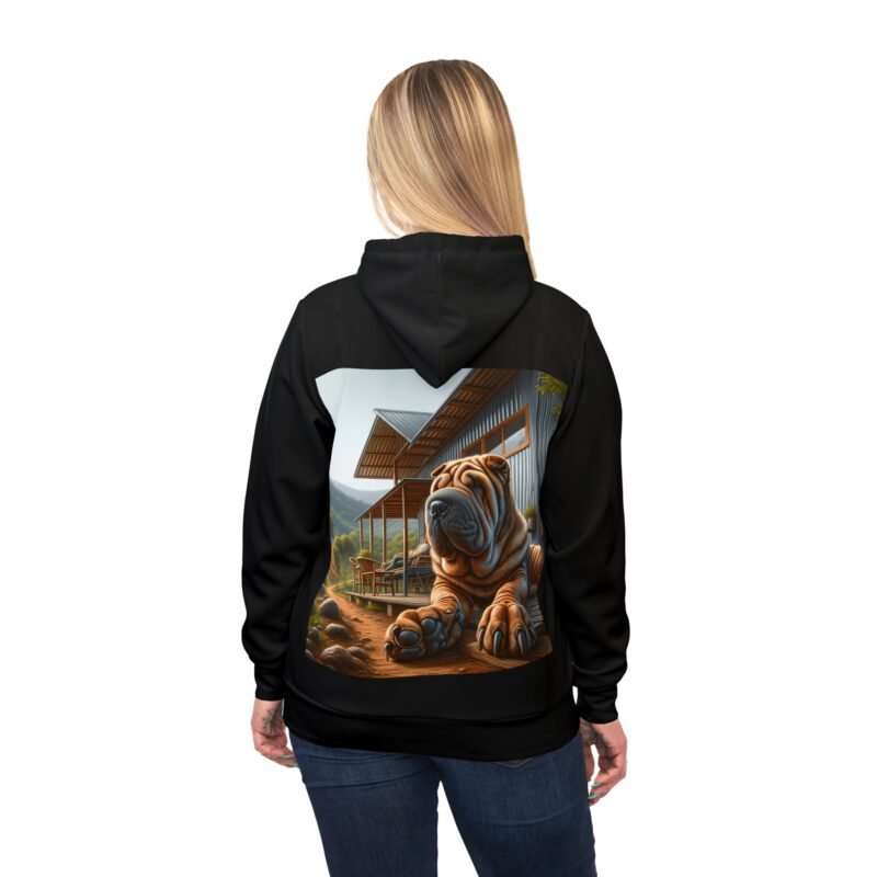 Chinese Shar-Pei Porch Hoodie - Rustic Mountain Cabin Edition - Image 6
