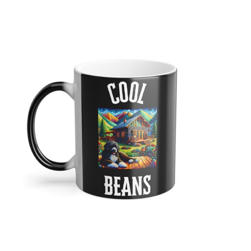 Portuguese Water Dog Paper Mosaic Color Changing Mug - Rural Mountain Retreat Edition - Image 2