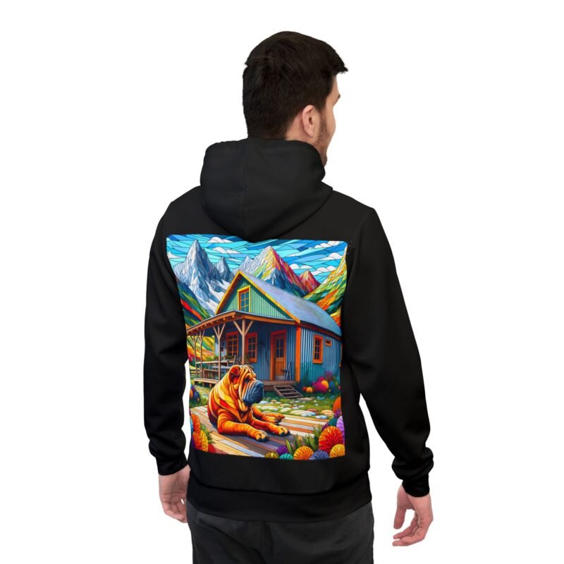 Chinese Shar-Pei Mosaic Hoodie - Rustic Mountain Cabin Edition - Image 4