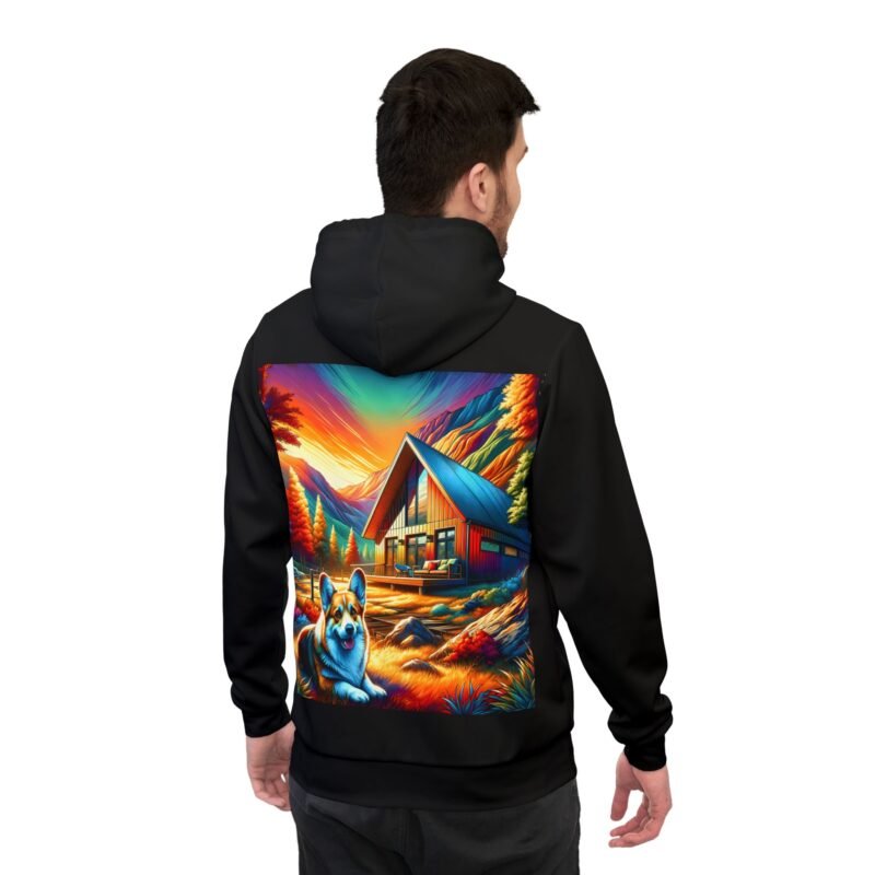 Pembroke Welsh Corgi Retreat Hoodie - Vibrant Mountain Scene Edition - Image 4