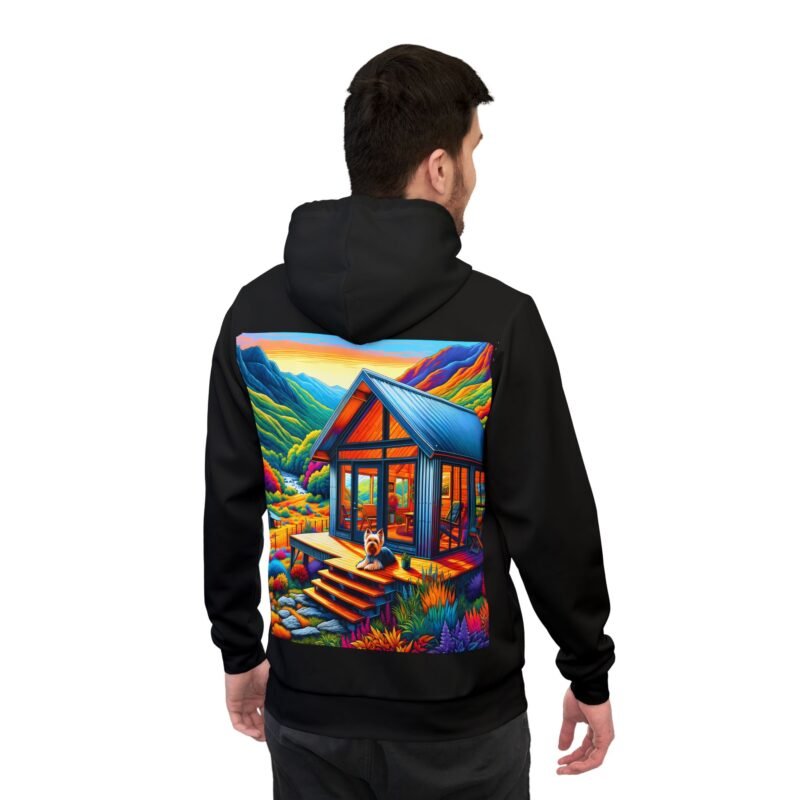 Yorkshire Terrier Mountain Retreat Hoodie - Vibrant Cabin Edition - Image 4