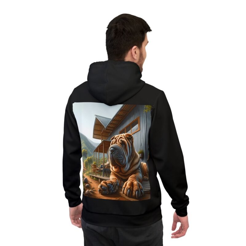 Chinese Shar-Pei Porch Hoodie - Rustic Mountain Cabin Edition - Image 4