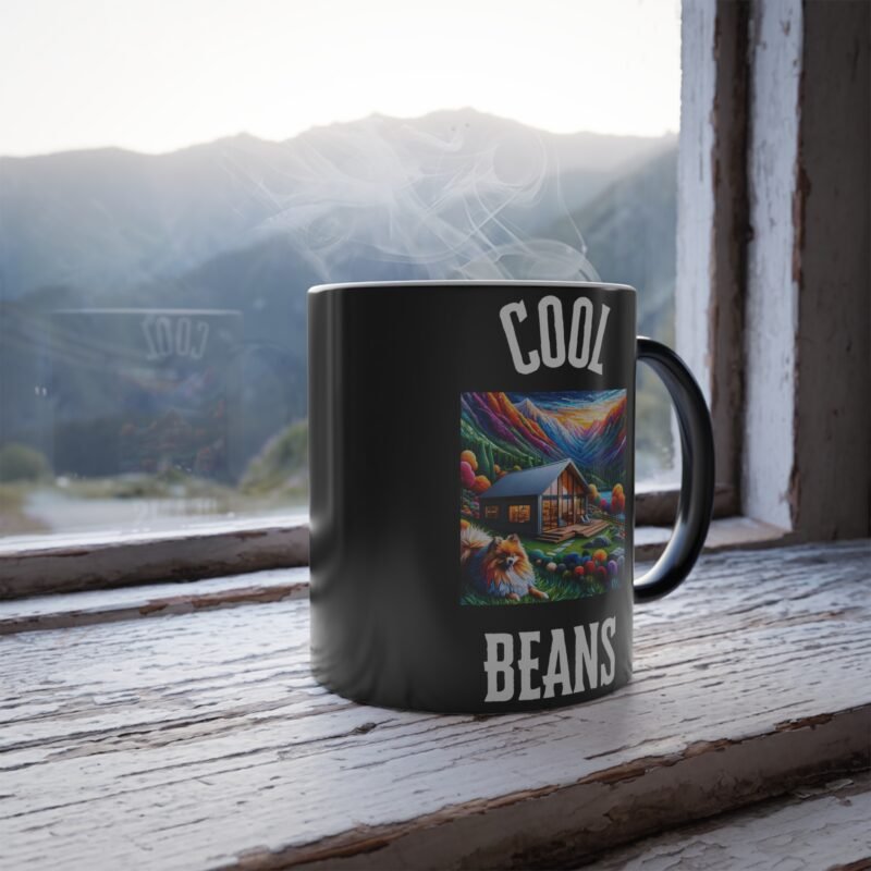 Pomeranian Paper Mosaic Color Changing Mug - Rural Mountain Retreat Edition - Image 4