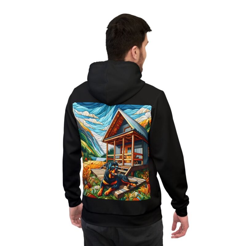 Rottweiler Mosaic Hoodie - Vibrant Mountain Cabin Edition - Image 4