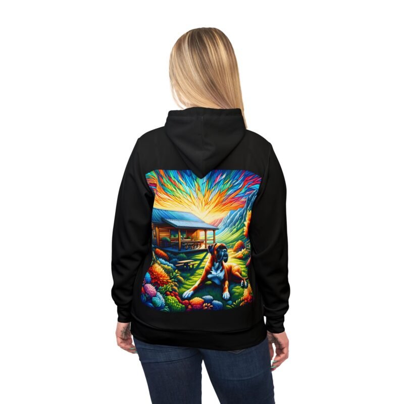 Boxer Mosaic Hoodie - Vibrant Mountain Cabin Edition - Image 6