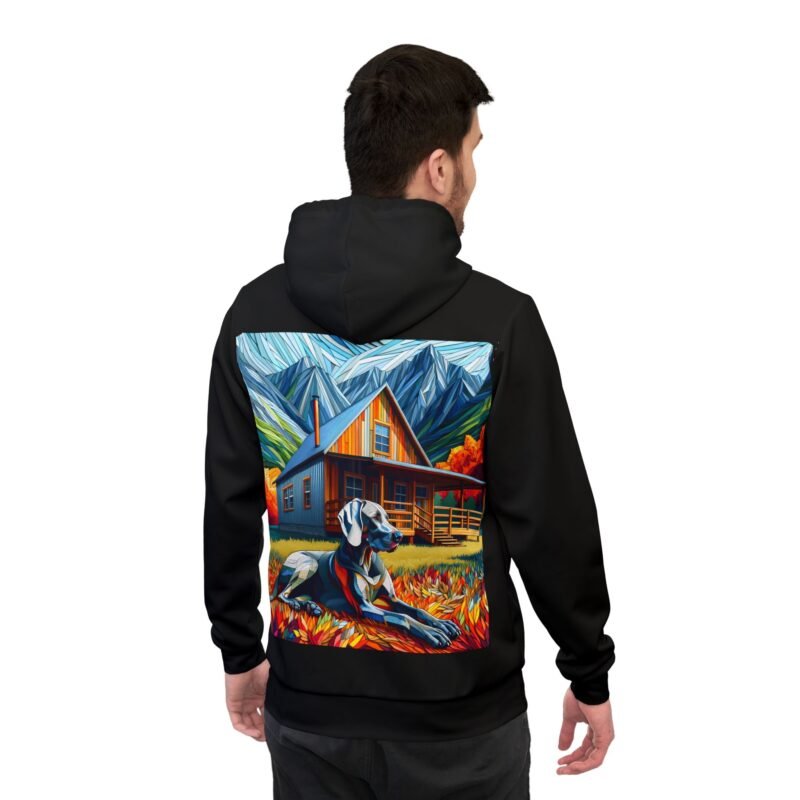 Weimaraner Mosaic Hoodie - Vibrant Mountain Cabin Edition - Image 4