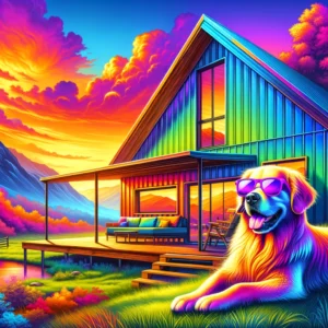 Golden Retriever Chill T-Shirt - Purple Sunglasses Mountain Edition