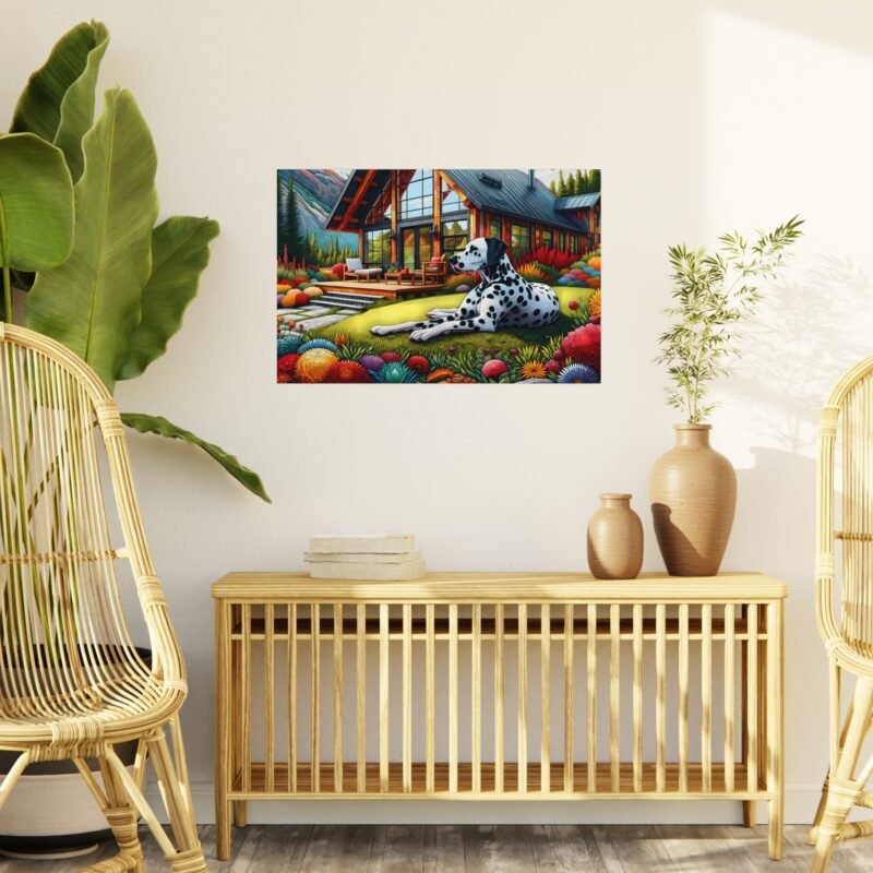 Dalmatian Off-Grid Cabin – Paper Mosaic Mountain Scene 30″ x 20″ Foam Board Print - Image 3
