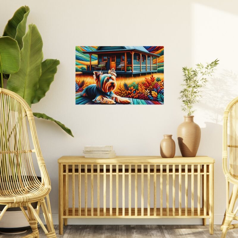 Yorkshire Terrier Off-Grid Cabin – Vibrant Paper Mosaic Close-Up 30″ x 20″ Foam Board Print - Image 3