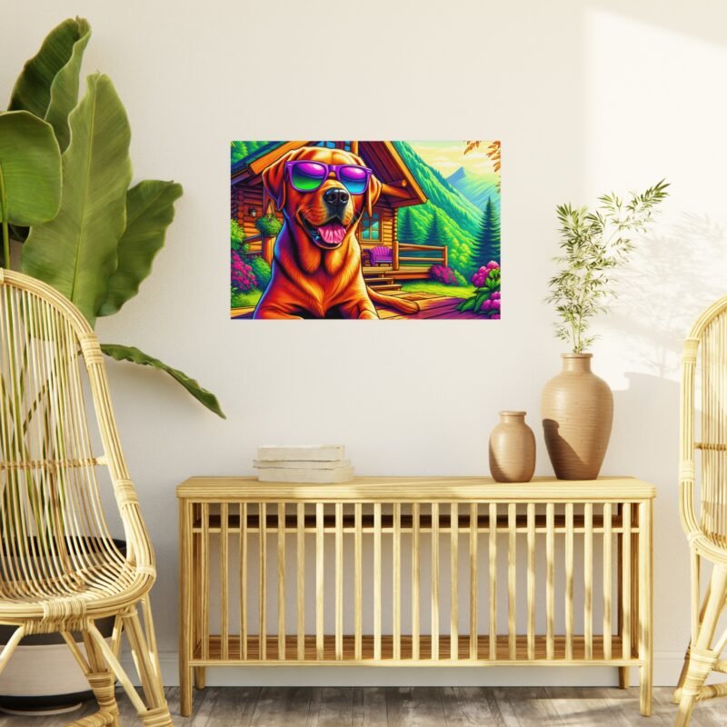 Labrador Retriever with Purple Sunglasses – Vibrant 30″ x 20″ Foam Board Print - Image 3