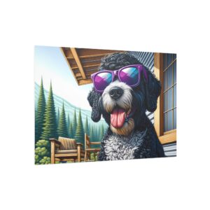 Portuguese Water Dog – Vibrant & Stylish with Purple Sunglasses 30″ x 20″ Foam Board Print - Image 2