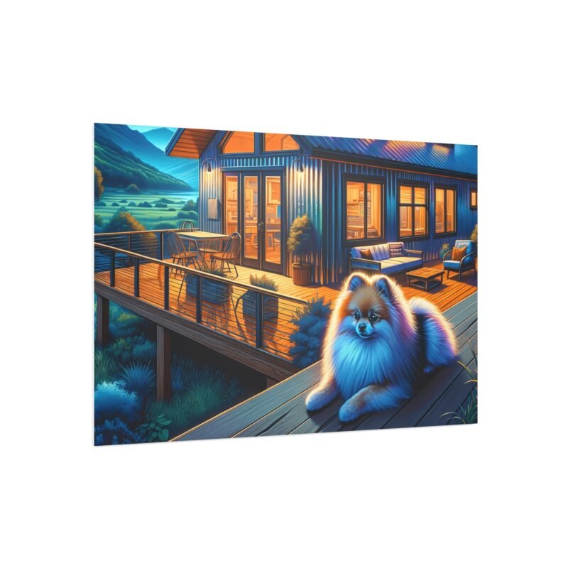 Pomeranian Off-Grid Cabin – Vibrant Mountain Scene 30″ x 20″ Foam Board Print - Image 2