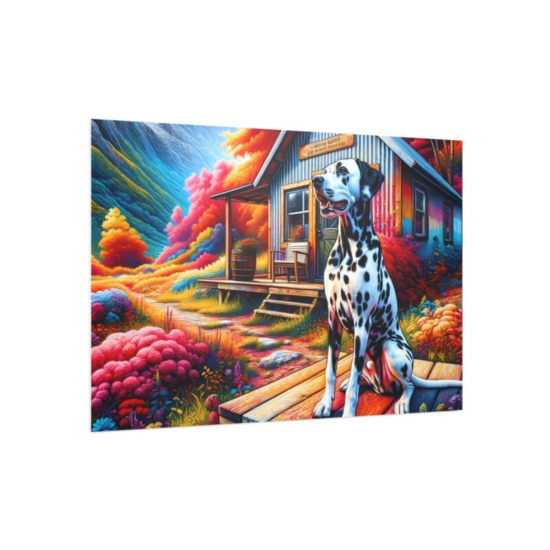 Dalmatian Off-Grid Cabin – Vibrant Mountain Scene 30″ x 20″ Foam Board Print - Image 2