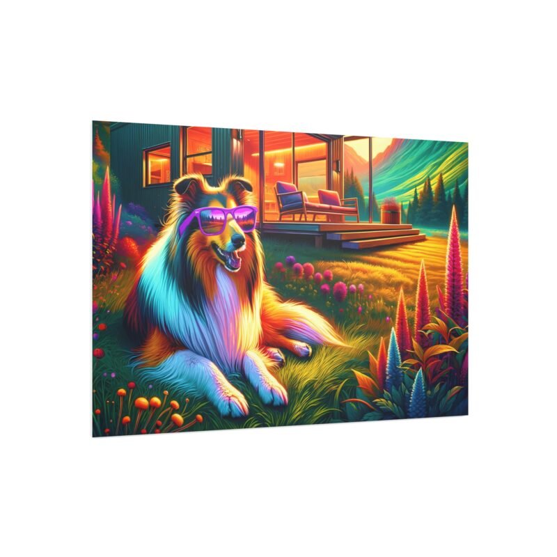 Collie Off-Grid Cabin – Vivid Mountain Scene 30″ x 20″ Foam Board Print - Image 2