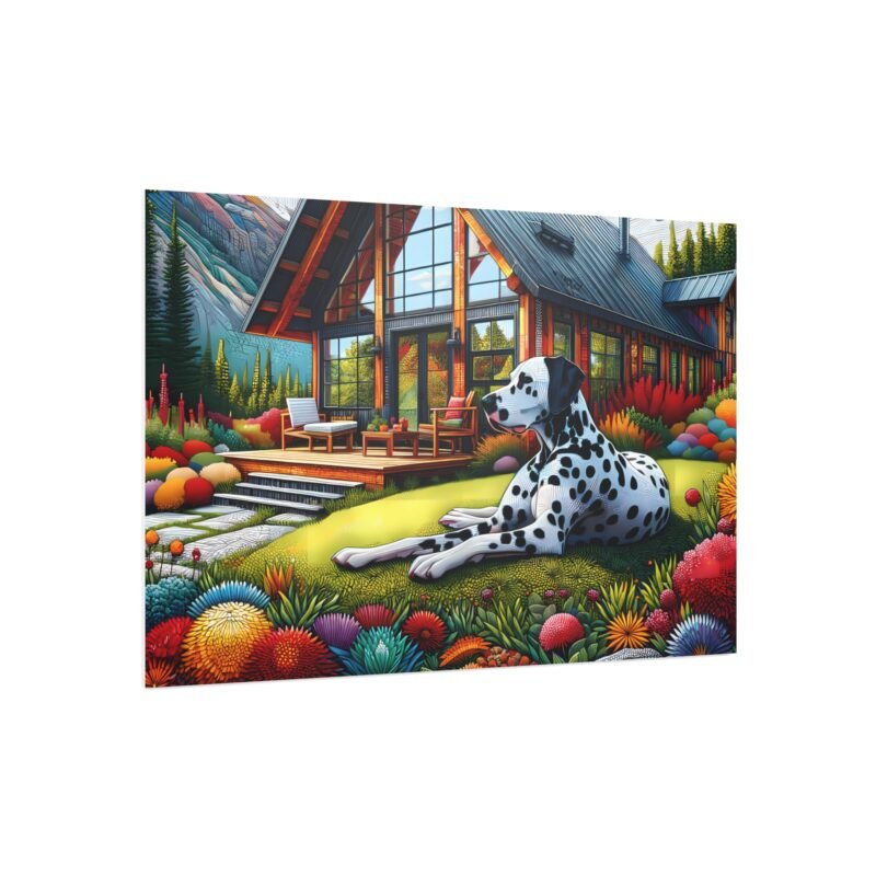 Dalmatian Off-Grid Cabin – Paper Mosaic Mountain Scene 30″ x 20″ Foam Board Print - Image 2
