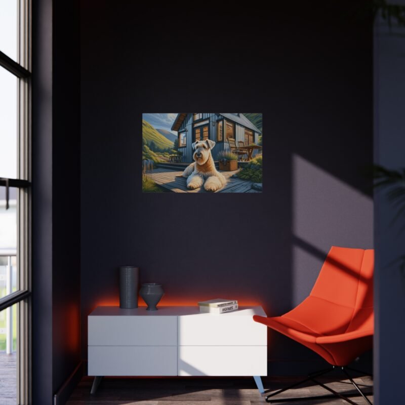 Soft Coated Wheaten Terrier Off-Grid Cabin – Beautifully Detailed Mountain Scene 30″ x 20″ Foam Board Print - Image 4