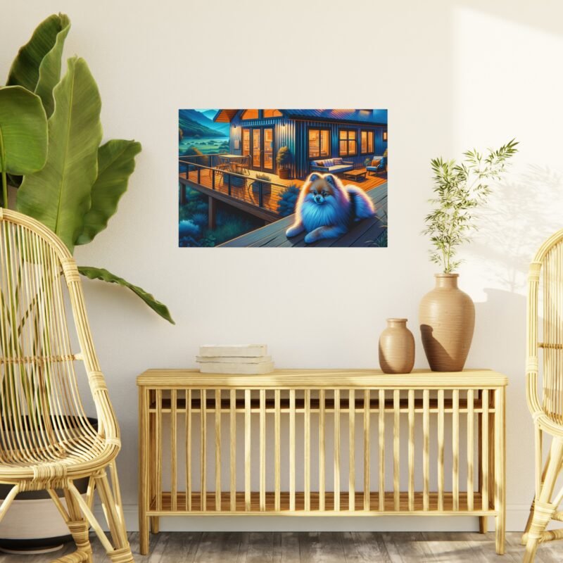 Pomeranian Off-Grid Cabin – Vibrant Mountain Scene 30″ x 20″ Foam Board Print - Image 3