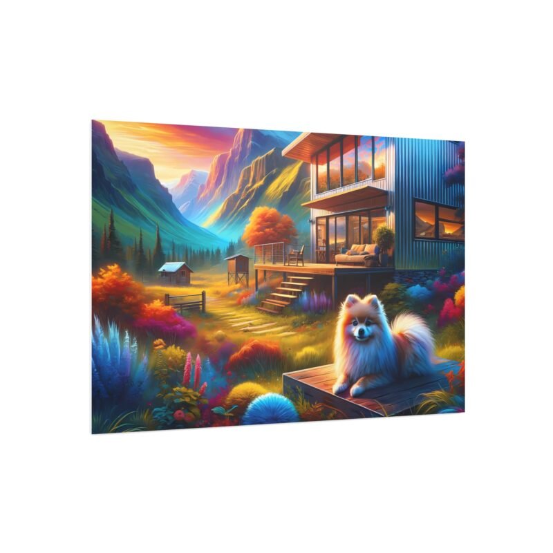 Pomeranian Off-Grid Cabin – Vibrant Close-Up Mountain Scene 30″ x 20″ Foam Board Print - Image 2