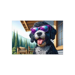 Portuguese Water Dog – Vibrant & Stylish with Purple Sunglasses 30″ x 20″ Foam Board Print