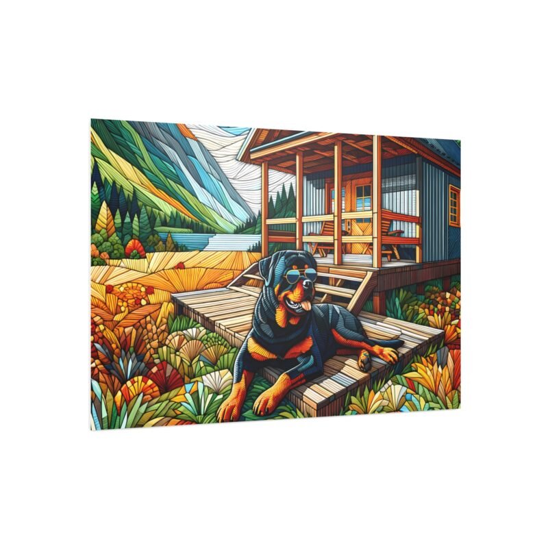Rottweiler Off-Grid Cabin – Rich & Detailed Paper Mosaic 30″ x 20″ Foam Board Print - Image 2