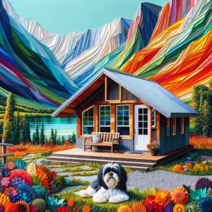 Shih Tzu Paper Mosaic Color Changing Mug - Rural Mountain Retreat Edition