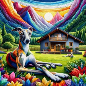 Whippet Paper Mosaic Color Changing Mug - Rural Mountain Retreat Edition