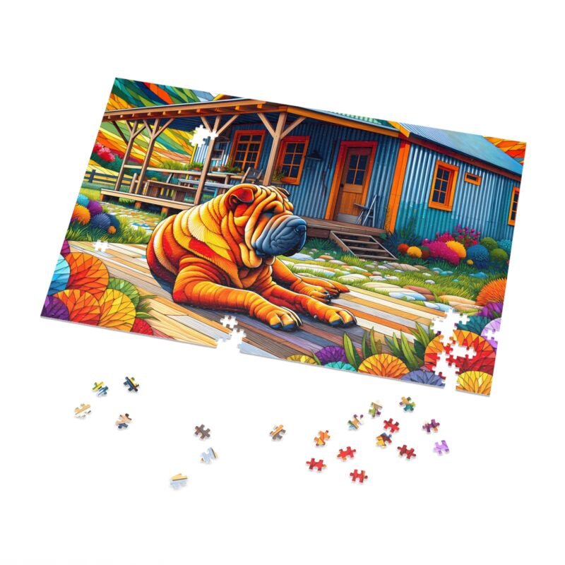 1000-Piece Chinese Shar-Pei Off-Grid Cabin Paper Mosaic Mountain Scene Puzzle Vibrant Mountain Escape Puzzle Adult Puzzle Game Animal Puzzle Gift - Image 2