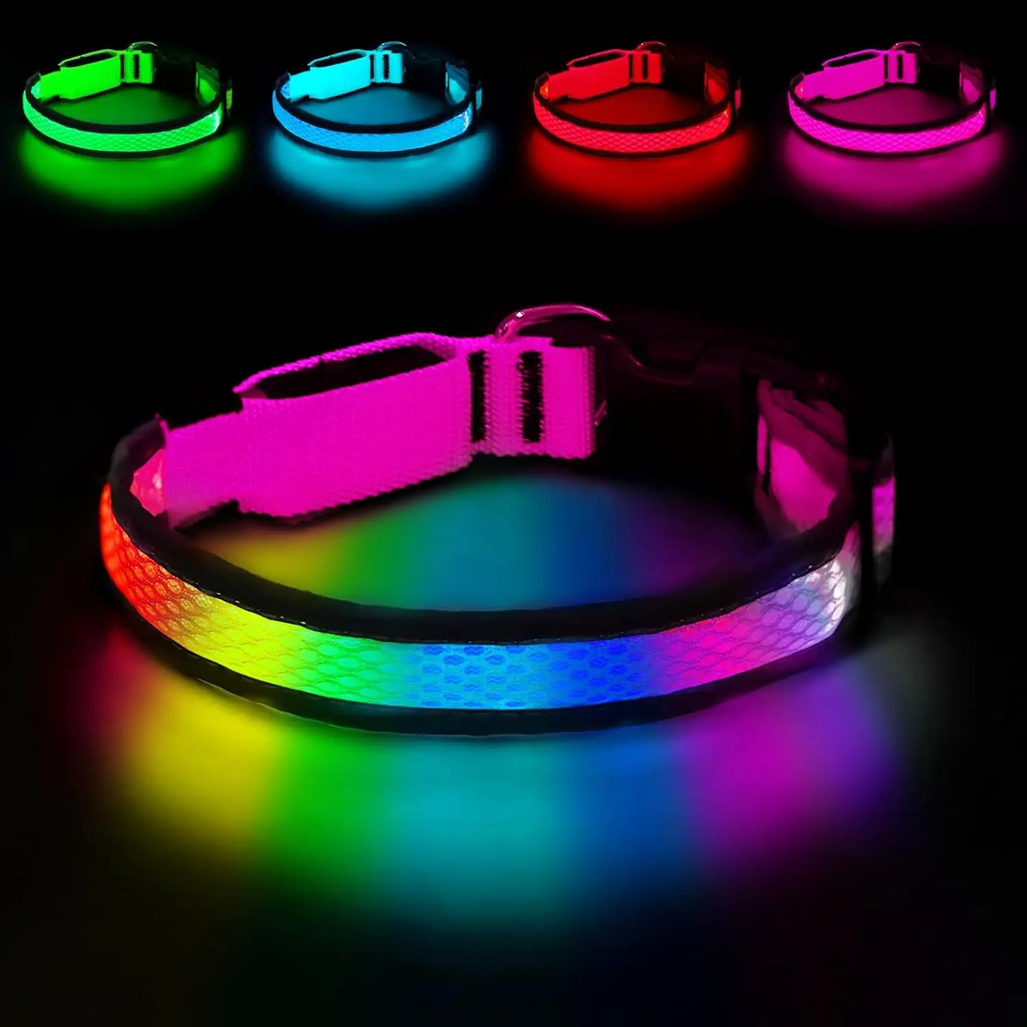 LED Dog Collar USB Rechargeable Light Up Pet Collar Glowing Nylon Adjustable Soft Night Safety Collar for Small Medium Dogs - Image 6