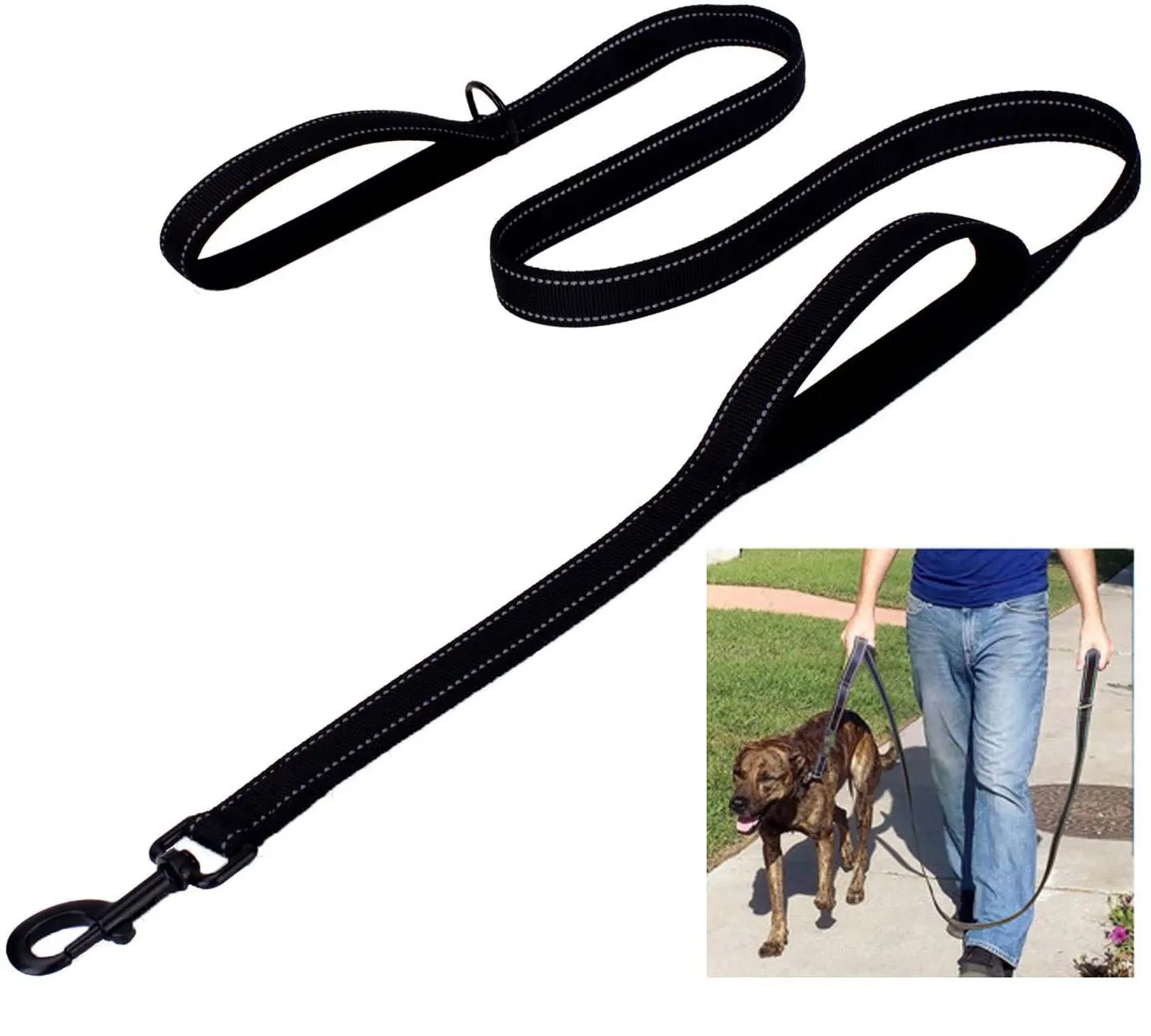 Long Traffic Padded Two Handle Heavy Duty Double Handle Nylon Dog Leash For Training Control - Image 3