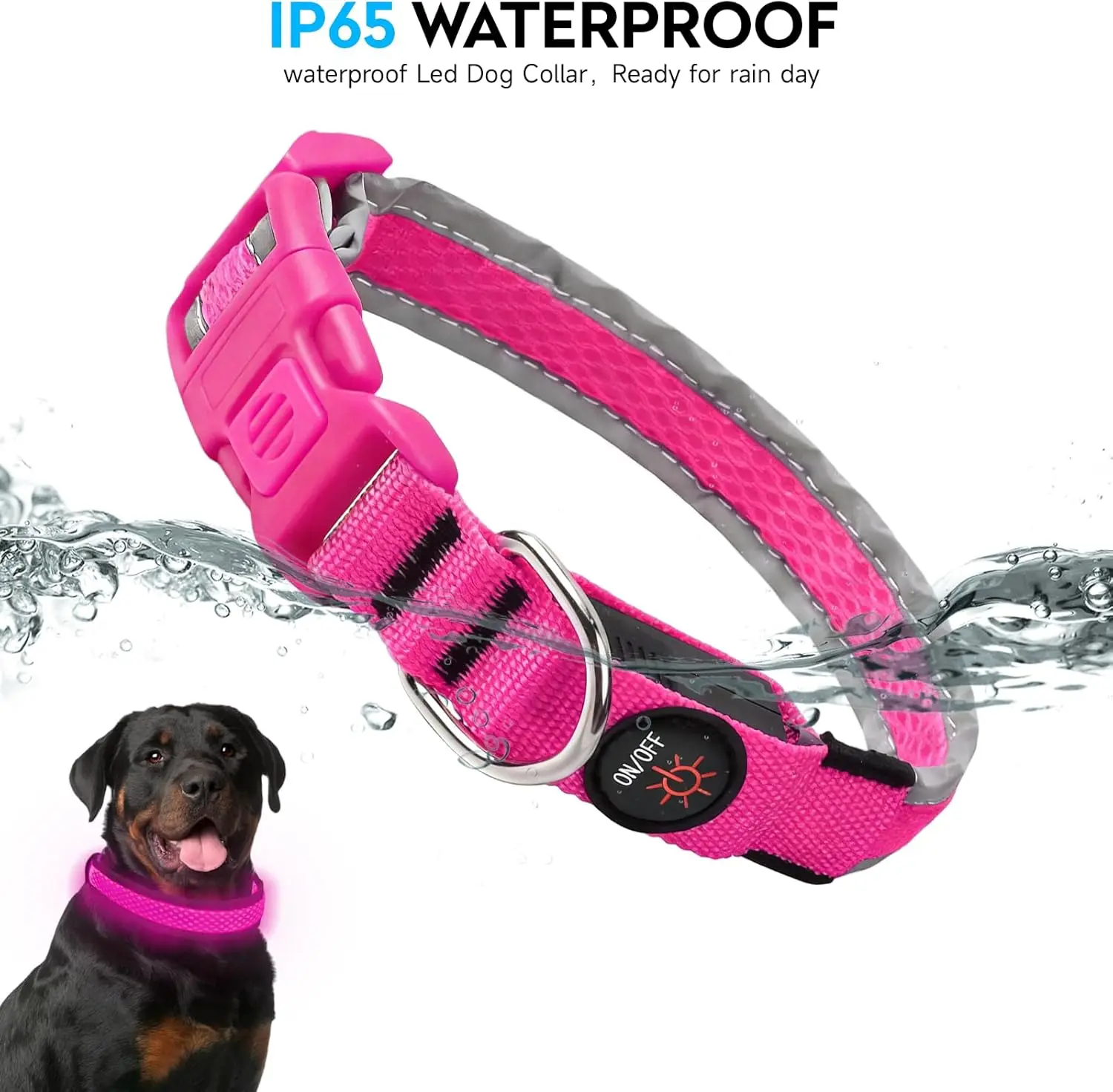 LED Dog Collar USB Rechargeable Light Up Pet Collar Glowing Nylon Adjustable Soft Night Safety Collar for Small Medium Dogs - Image 3