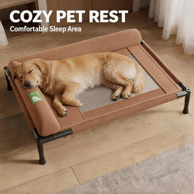 Elevated Cooling Dog Bed Pet Travel Cot with Soft Edged Pillow Breathable Hammock Bed Small for Dogs Indoor Outdoor